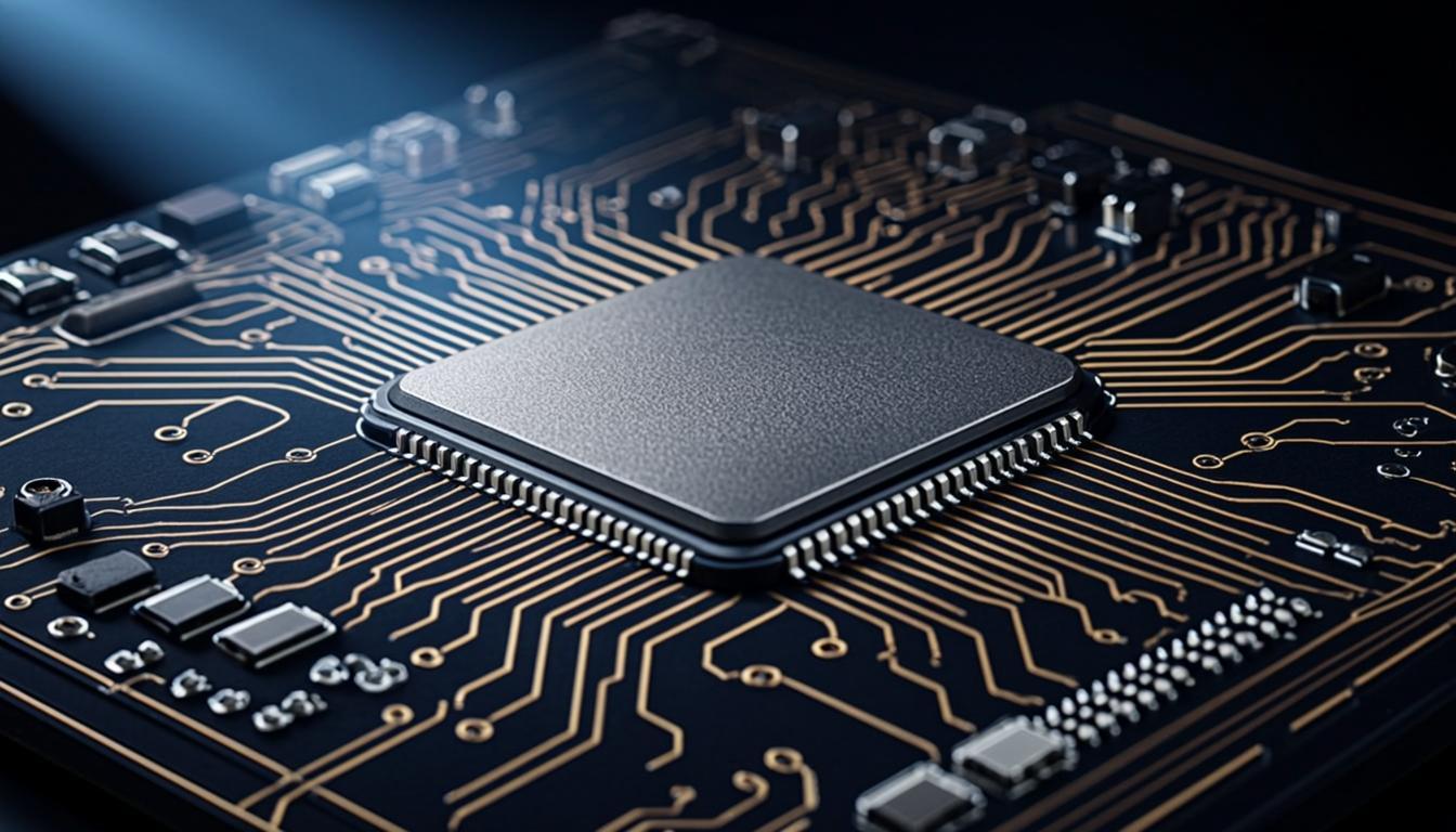Close-up of a computer processor chip