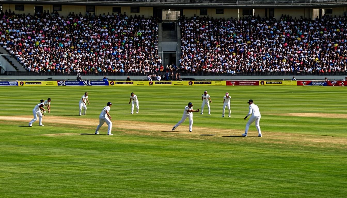 Cricket stadium during a match