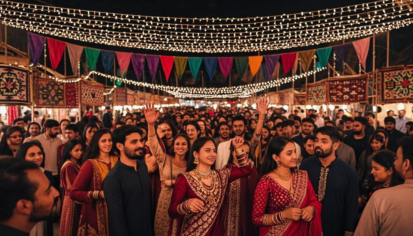 Pakistani cultural festival with lights